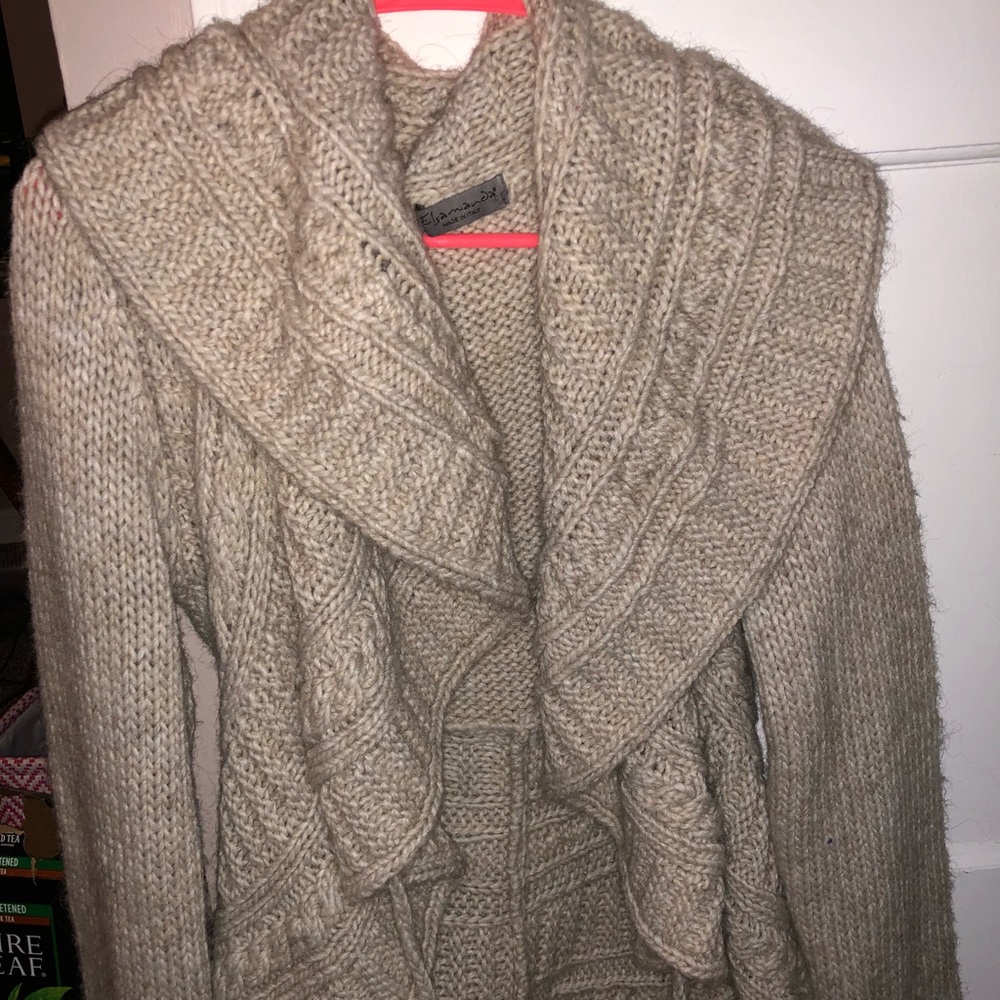 beige wrap sweater